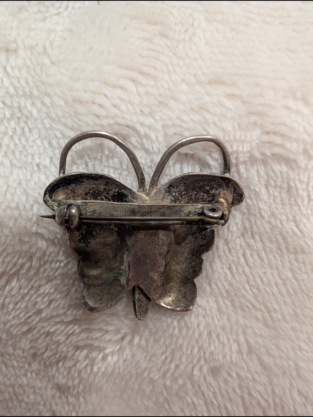 Sterling Silver Butterfly Brooch with Turquoise Accent - Silver and Blue - Picture 2 of 2